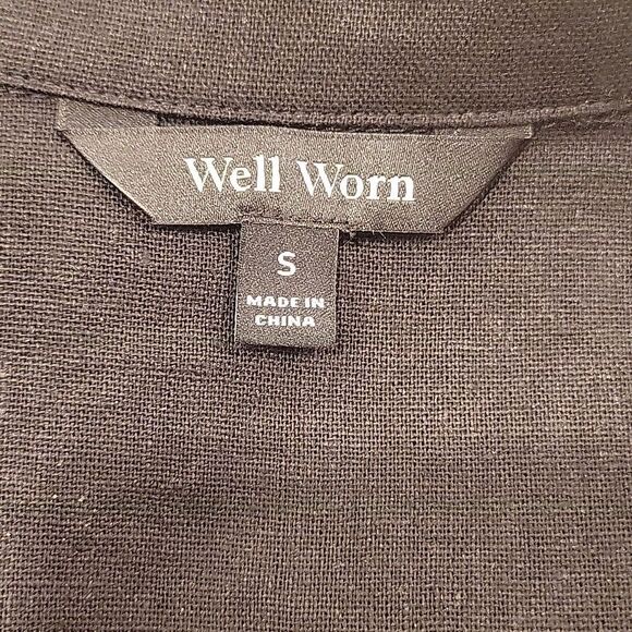 Well Worn Black Short Sleeve Linen Dress - Picture 5 of 7